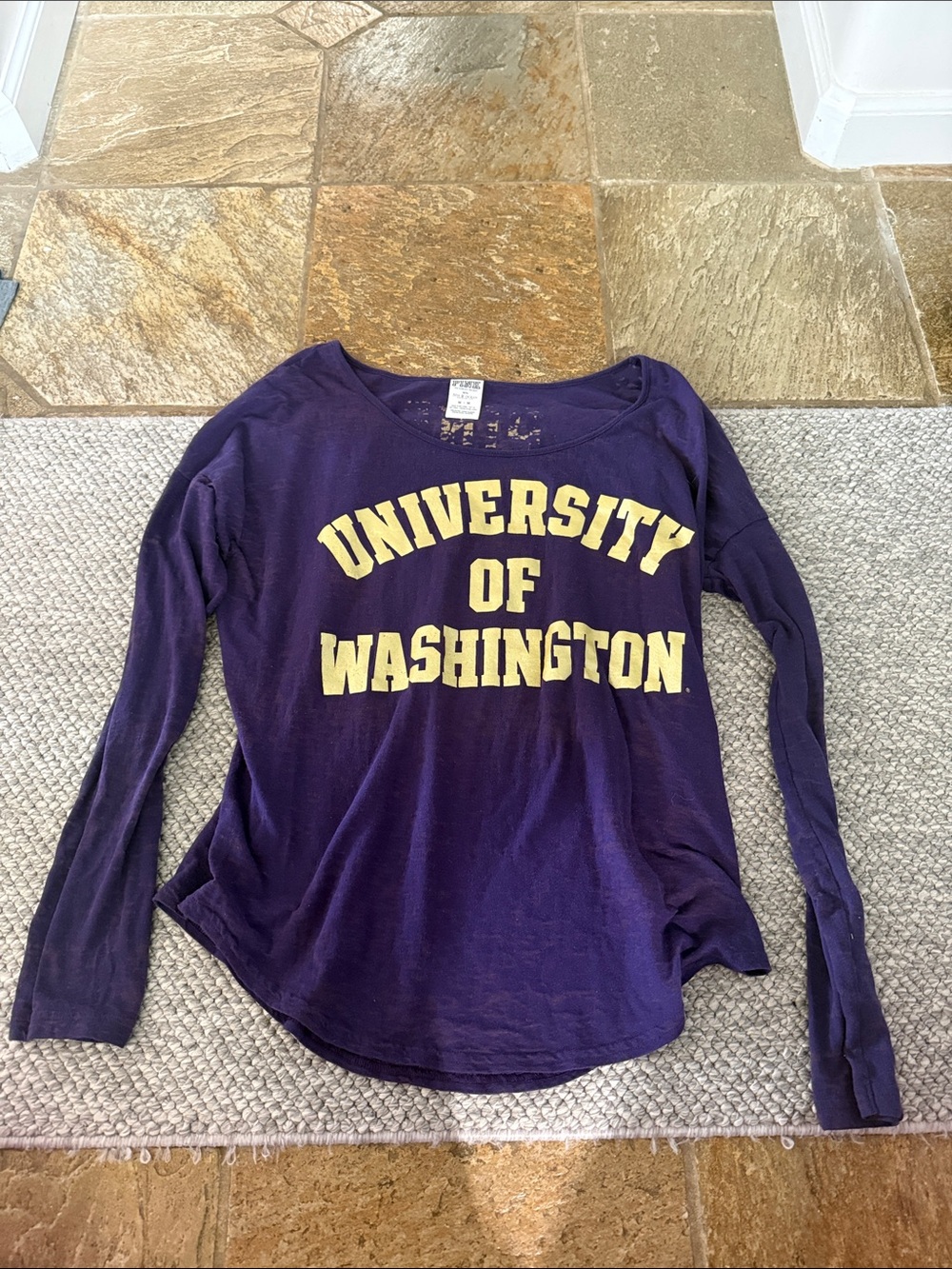 PINK Victoria's Secret Purple Long-Sleeve University Graphic Tee